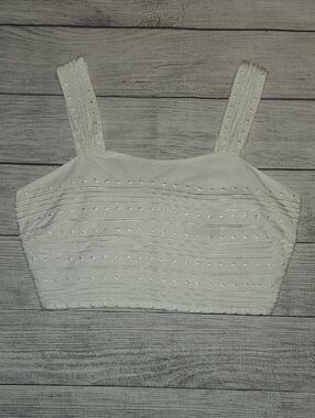Avec Les Filles Embroidered Bustier Crop Top White Size 10 NWOT